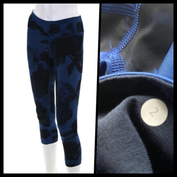 Lululemon 2 piece Set Racerback Tank & Cropped Leggings Navy Black 2 NWOT - Picture 3 of 7